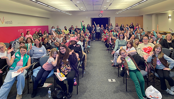 Girl Scouts assembld at the first VBRI International day of Girls and Women in Science